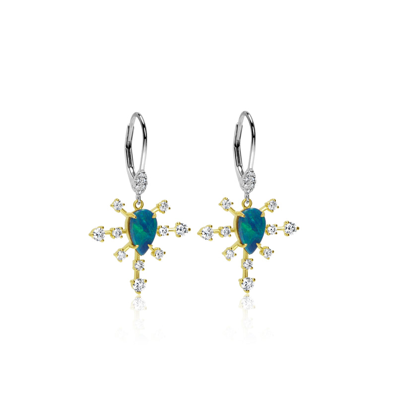 White Gold Opal and Diamond Accent Earrings