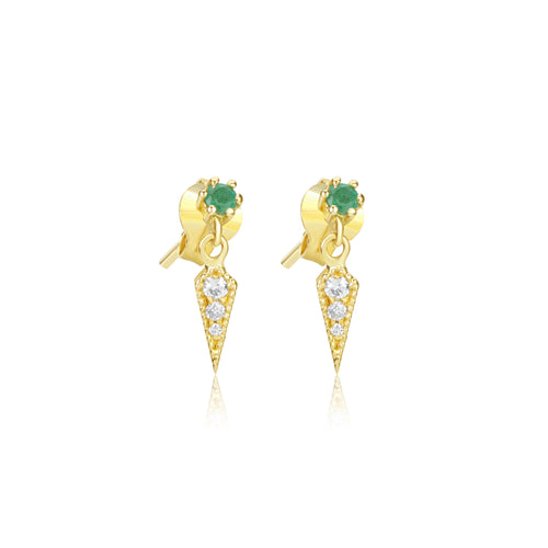 yellow gold and Emerald dagger earrings