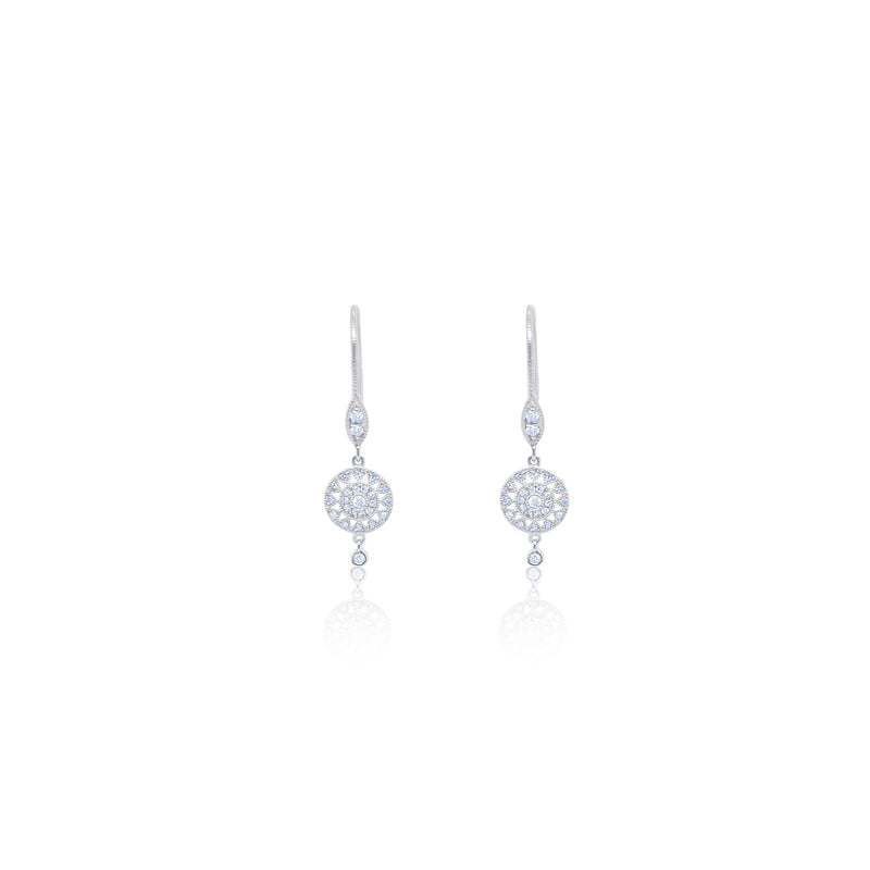White Gold Wheel Earrings IN STOCK READY TO SHIP