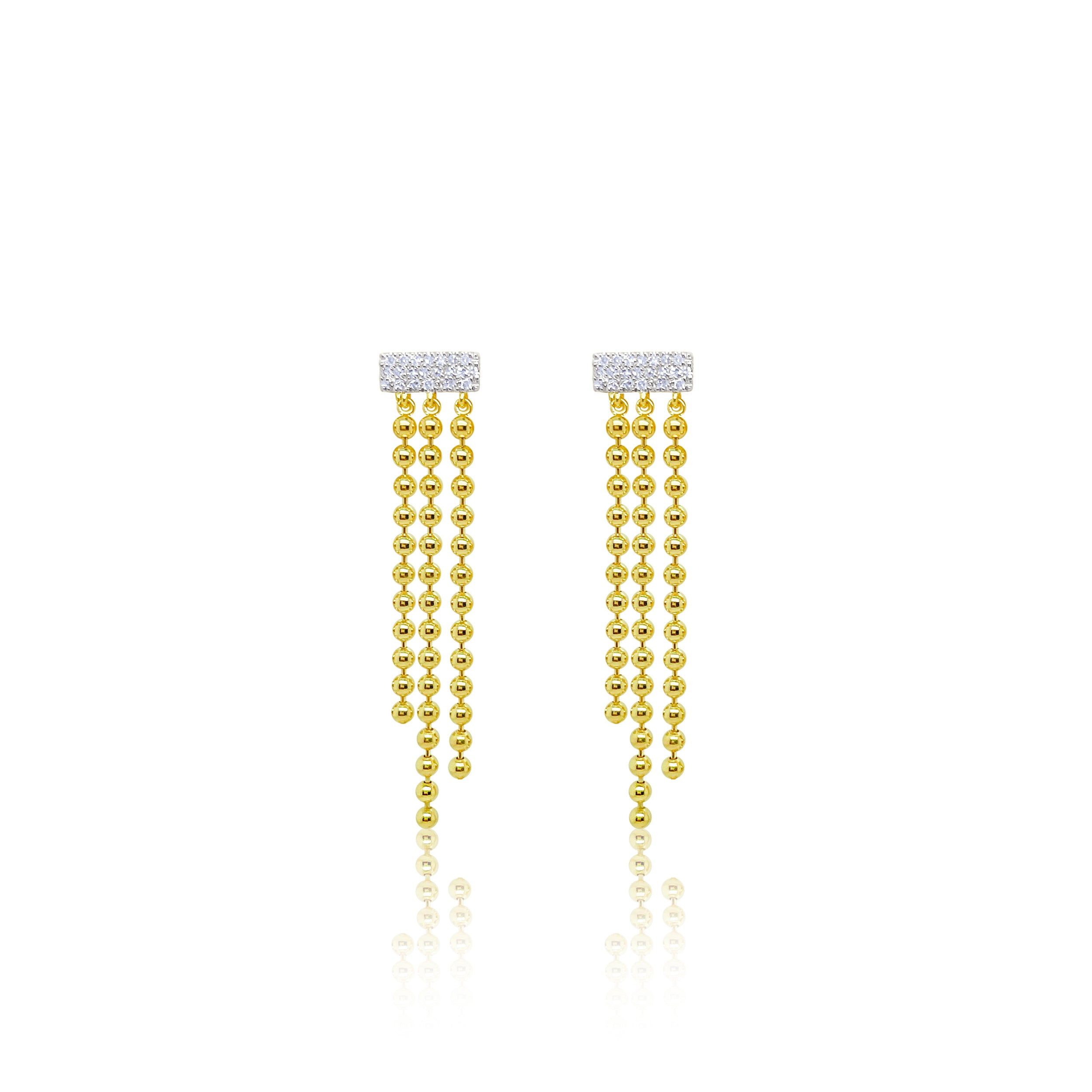 Ball Chain Fringe Drop Diamond Earrings