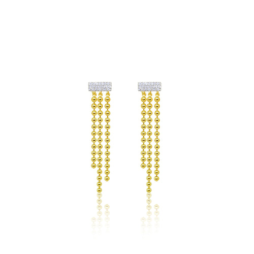 Ball Chain Fringe Drop Diamond Earrings