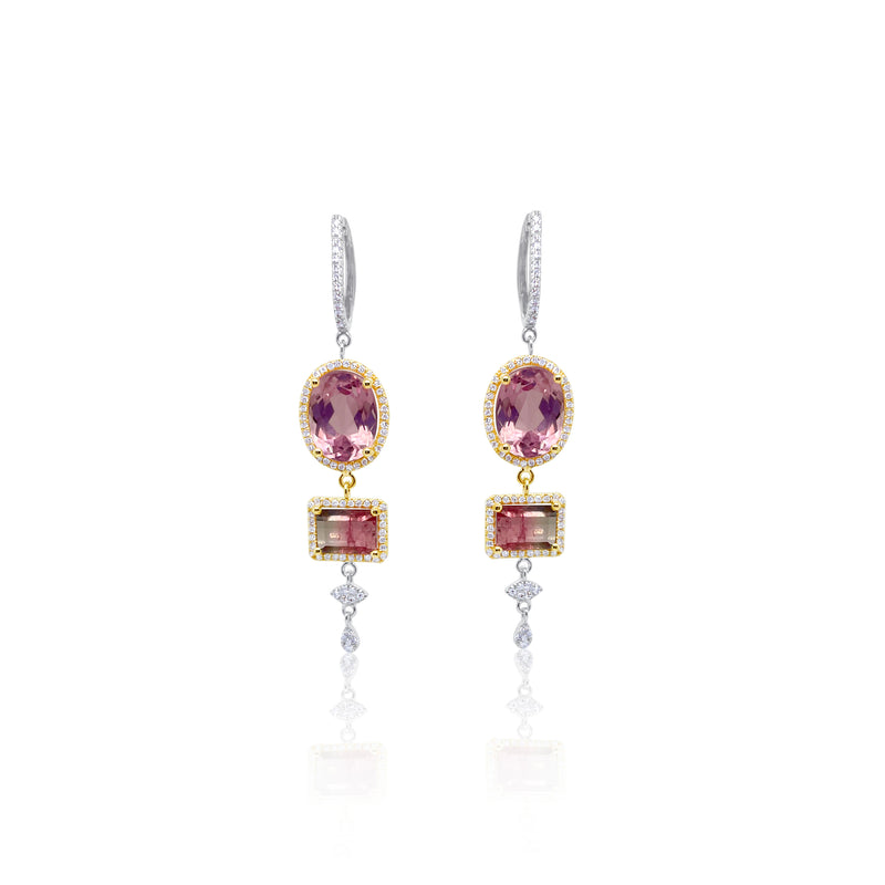 Kunzite and Watermelon Tourmaline Earrings