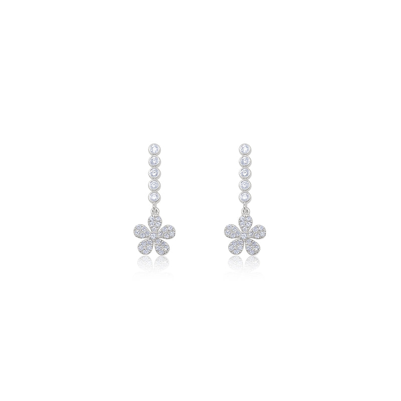 White Gold Diamond Flower Earrings