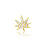 Diamond and Yellow Gold Leaf Shaped Earring (Single)