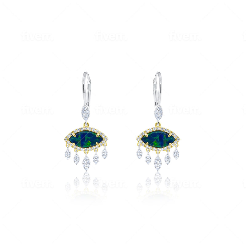 Two Tone Opal Eye and Diamond Earrings *ONLINE EXCLUSIVE*