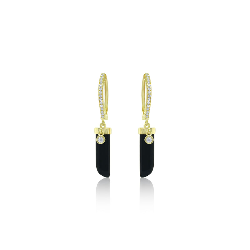 Diamond and Black Onyx Dagger Earrings