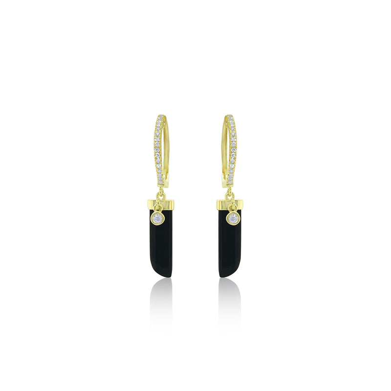 Black Onyx Dagger Huggies