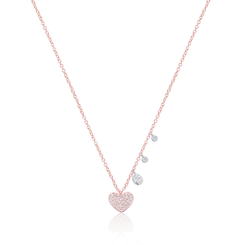 Rose Gold Pave Diamond Heart Necklace