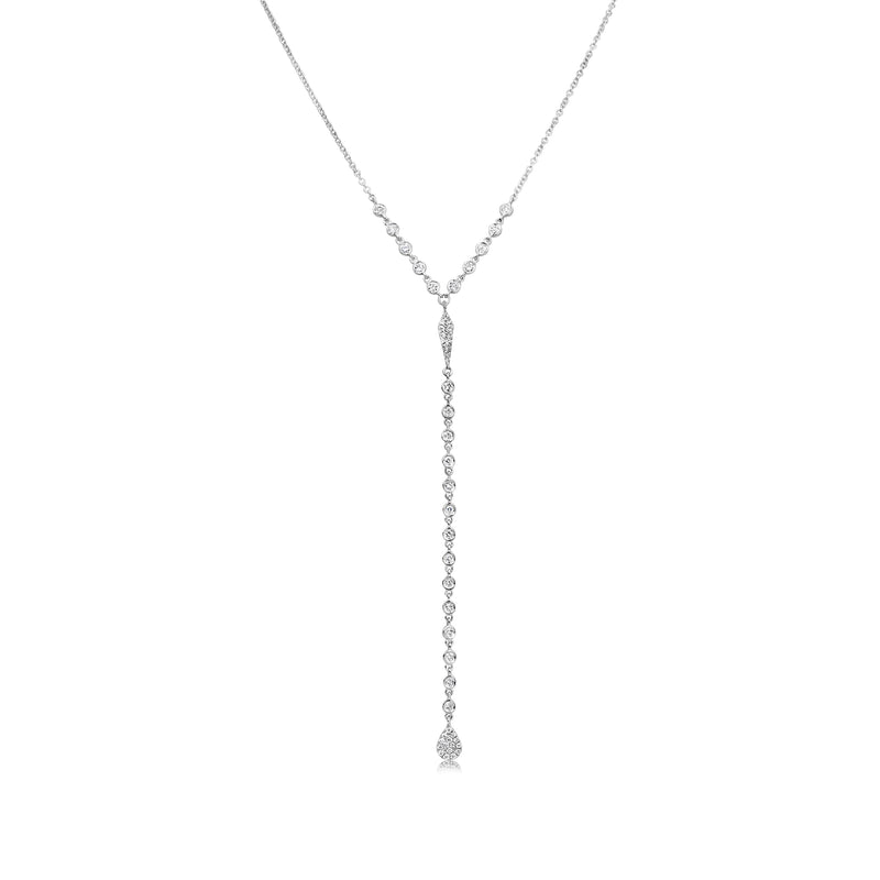 White Gold Diamond Drop Lariat