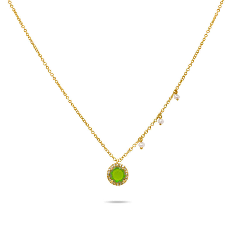 Yellow Gold Pearl and Green Chrome