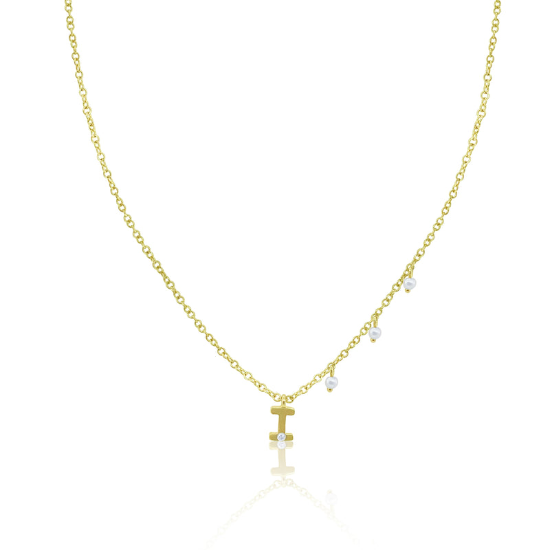 Yellow Gold Initial I Necklace