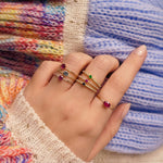 Dainty Gemstone and Diamond Accent Band