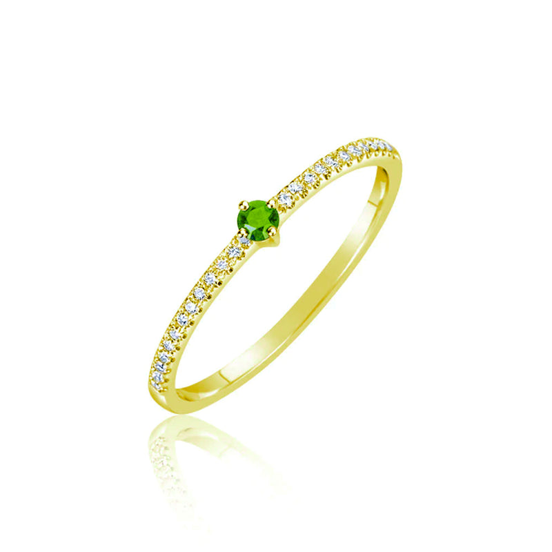 Yellow Gold Diamond Peridot Stack RingStuds