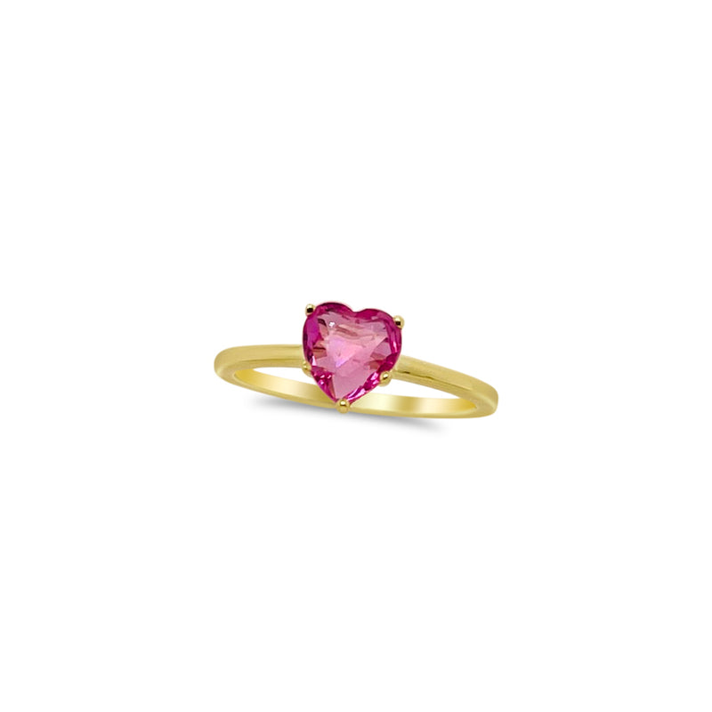 Rose Gold Pink Sapphire Heart Ring- SIZE 6.5