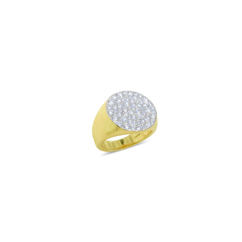 Round Shaped Diamond Yellow Gold Ring