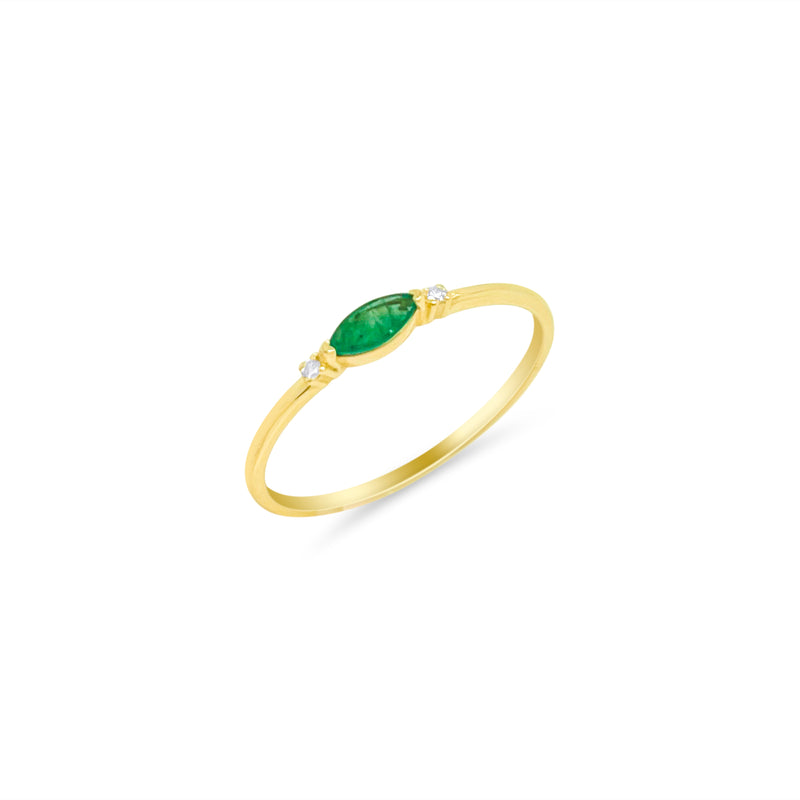 Yellow God Diamond and Emerald Ring