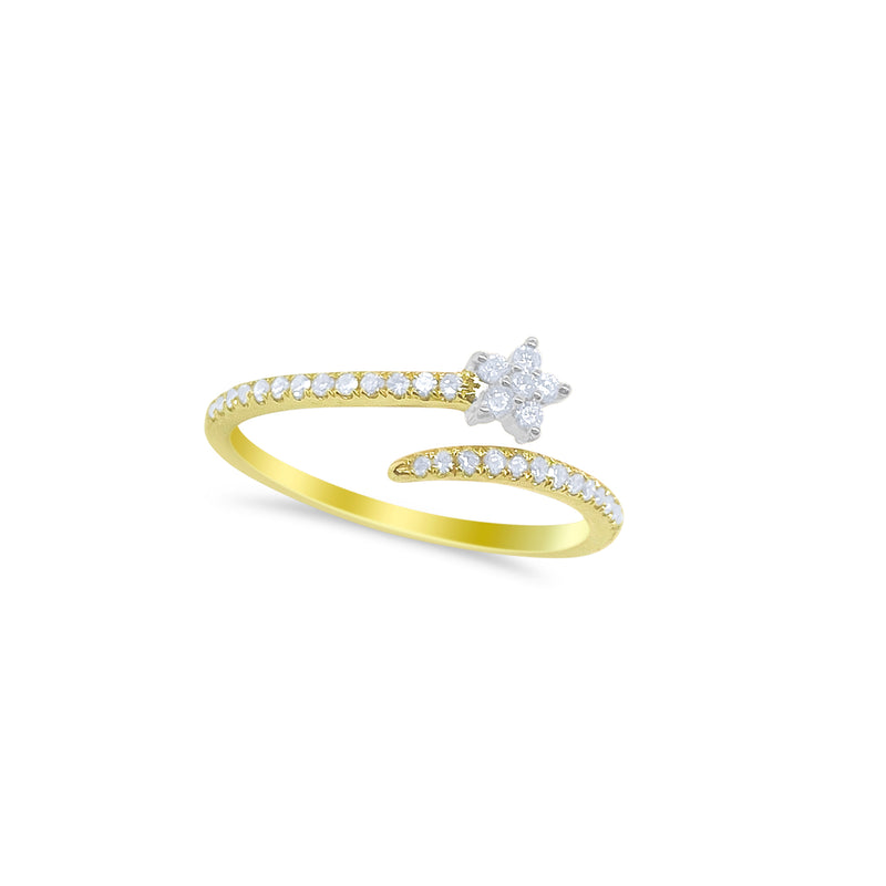 Two Tone Gold Diamond Star Twist Ring