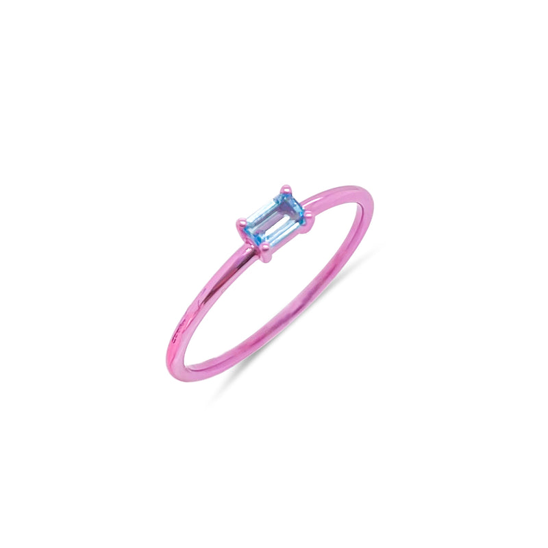 Electric Pink Silver and Blue Topaz Ring