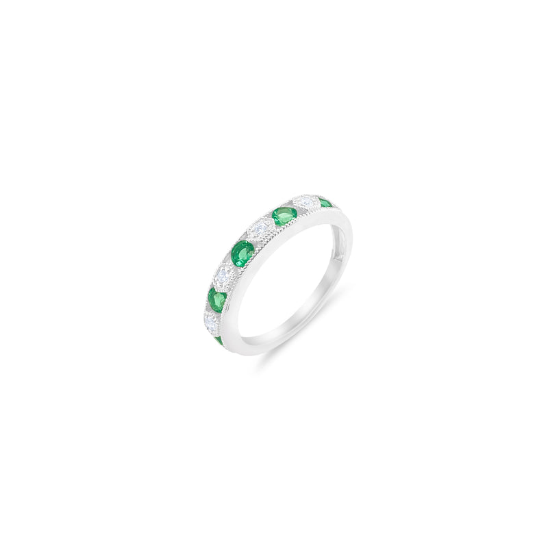 White Gold Diamond and Emerald Filagree Ring- ONLINE EXCLUSIVE