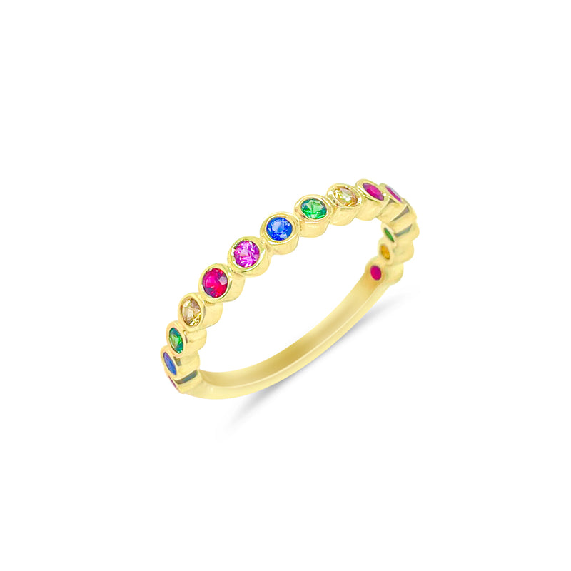 Yellow Gold Rainbow Bezel Ring