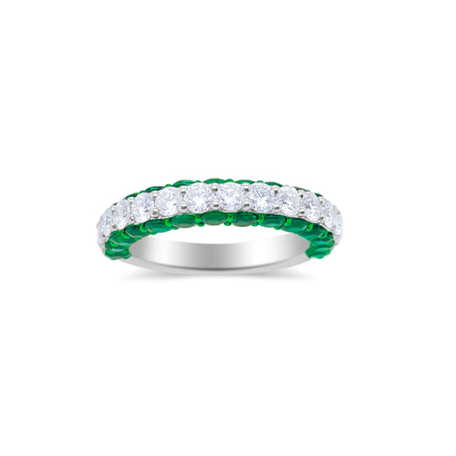 Electric Green Emerald and Diamond Ring