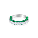 Electric Green Emerald and Diamond Ring