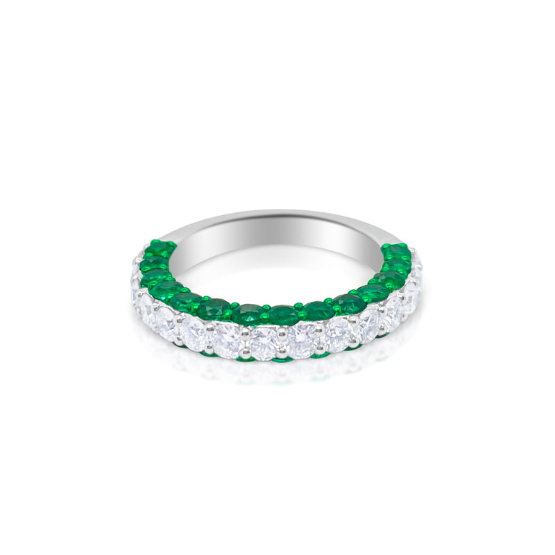 Electric Green Emerald and Diamond Ring