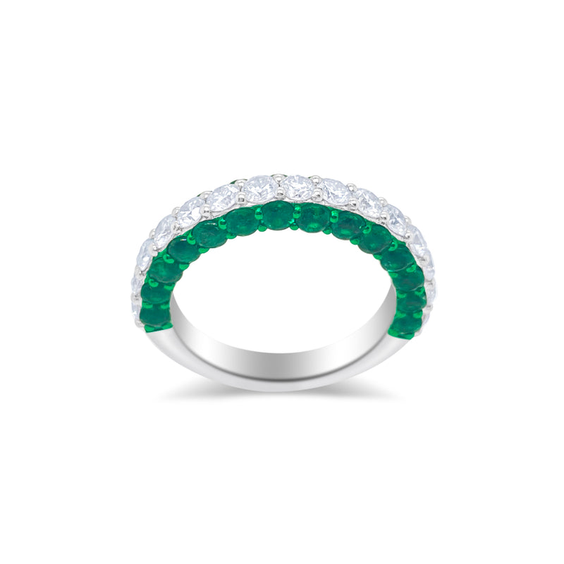 Electric Green Emerald and Diamond Ring