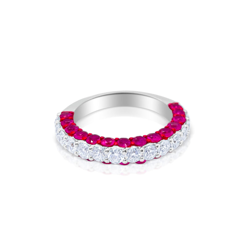 Electric Pink Ruby and Diamond Ring