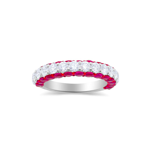 Electric Pink Ruby and Diamond Ring