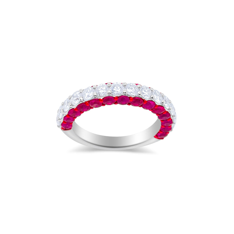 Electric Pink Ruby and Diamond Ring