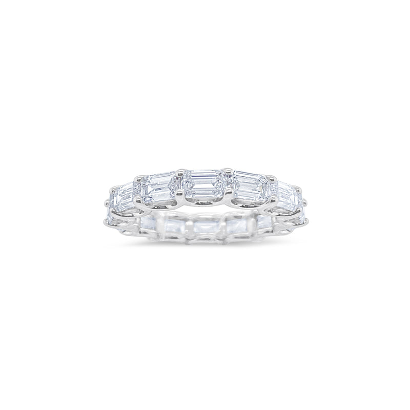 4.57 cts Emerald Cut Horizontal Eternity Band Ring