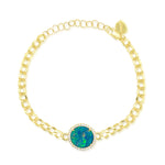 Yellow Gold Cuban Chain and Opal Bracelet