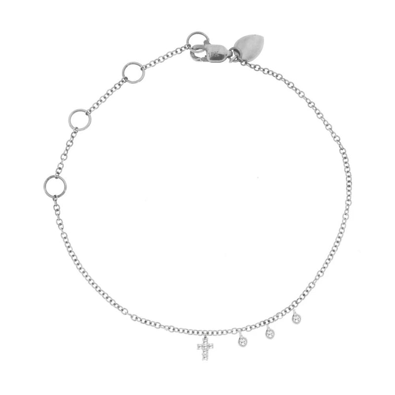 Gold and Diamonds Dainty Cross Bracelet