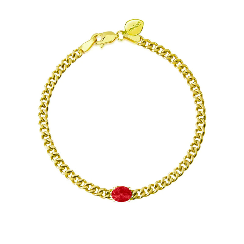 Garnet and Cuban Link Bracelet