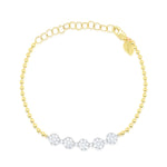 Yellow Gold Ball Chain and Diamond Disks Bracelet