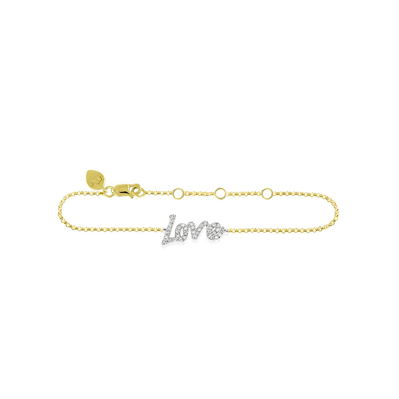 Yellow Gold Diamond "LOVE" Anklet