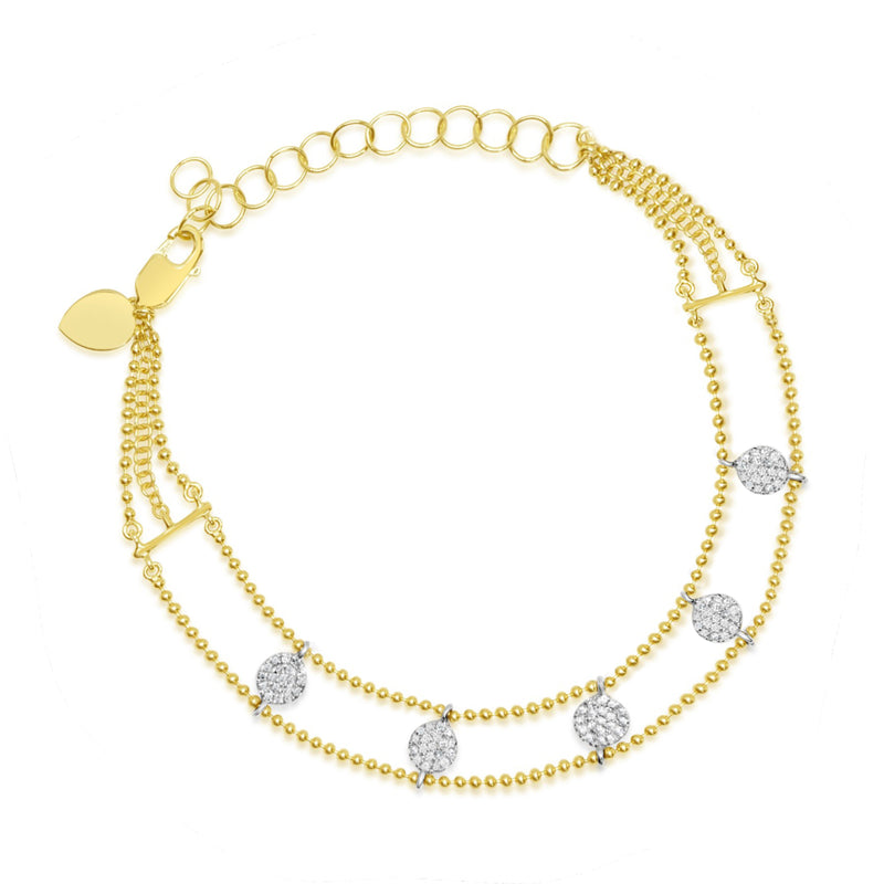 Yellow Gold and Diamond Ladder Bracelet