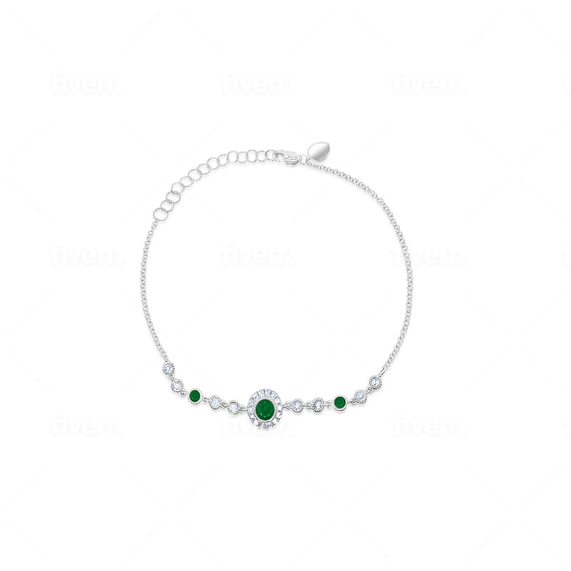 White Gold Emerald and Diamond Bracelet