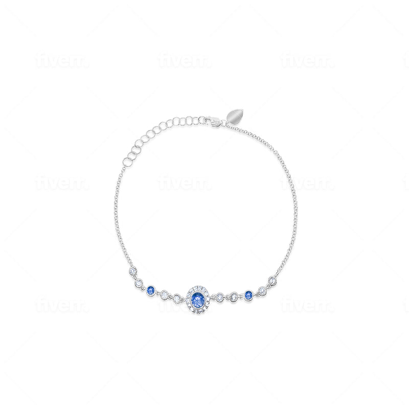 Blue Sapphire and Diamond Antique Bracelet