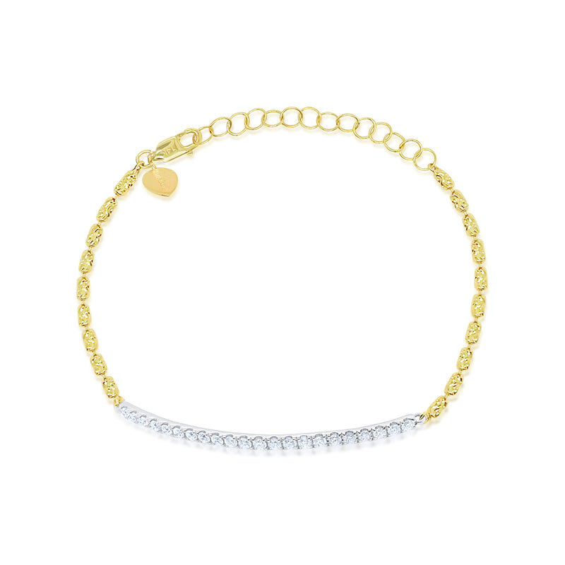 Diamond Bar Barrel Chain Bracelet