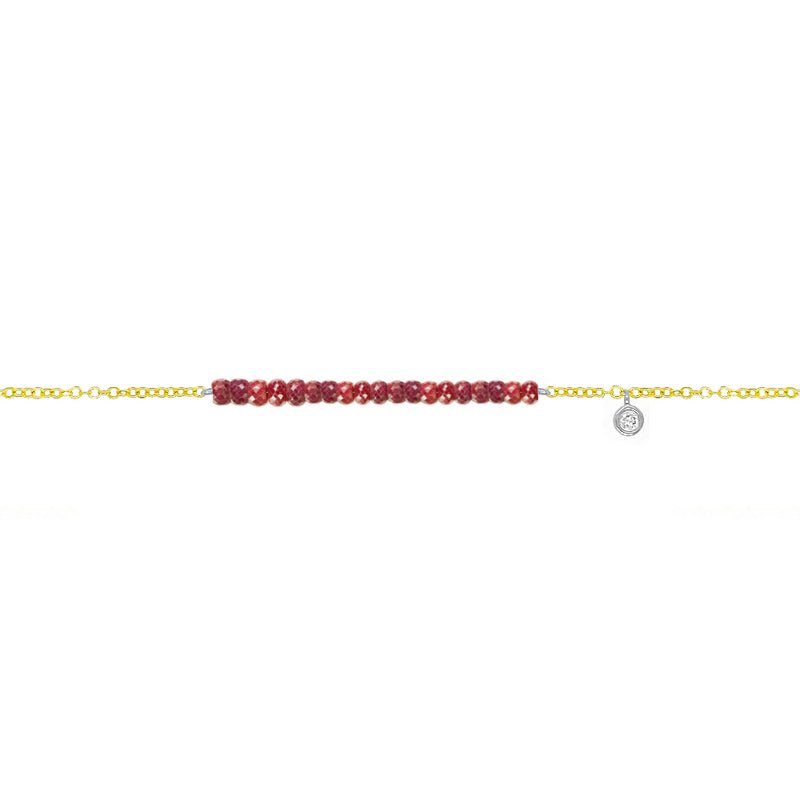 Garnet Yellow Gold Chain Bracelet