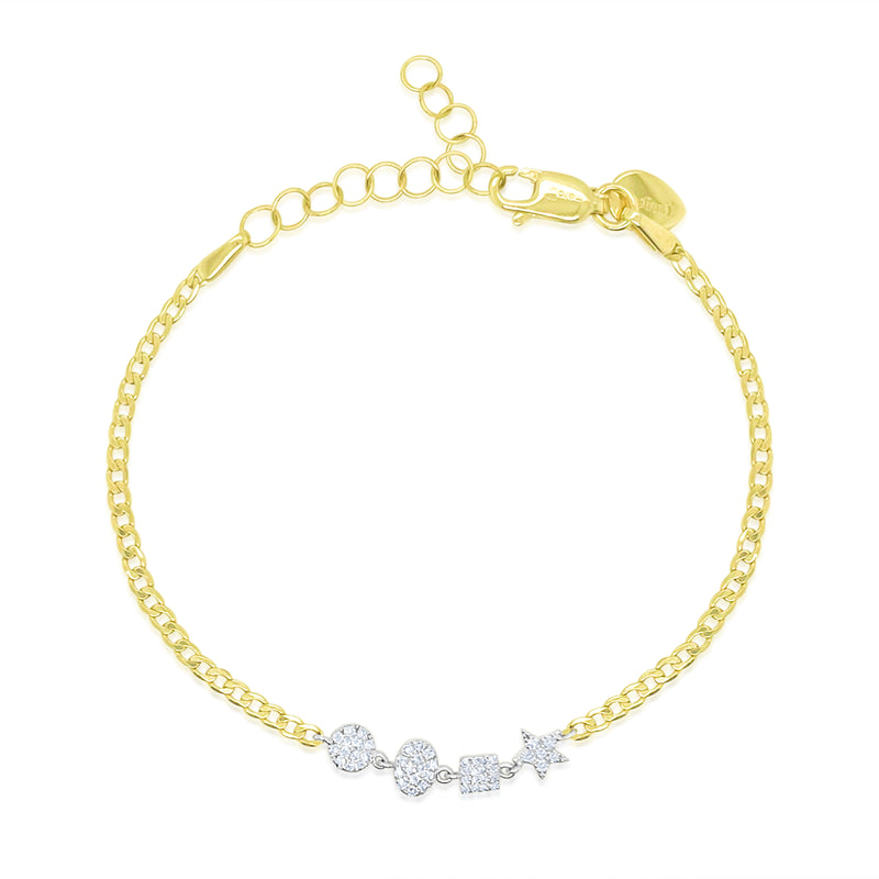 Four Shape Diamond Charm Bracelet