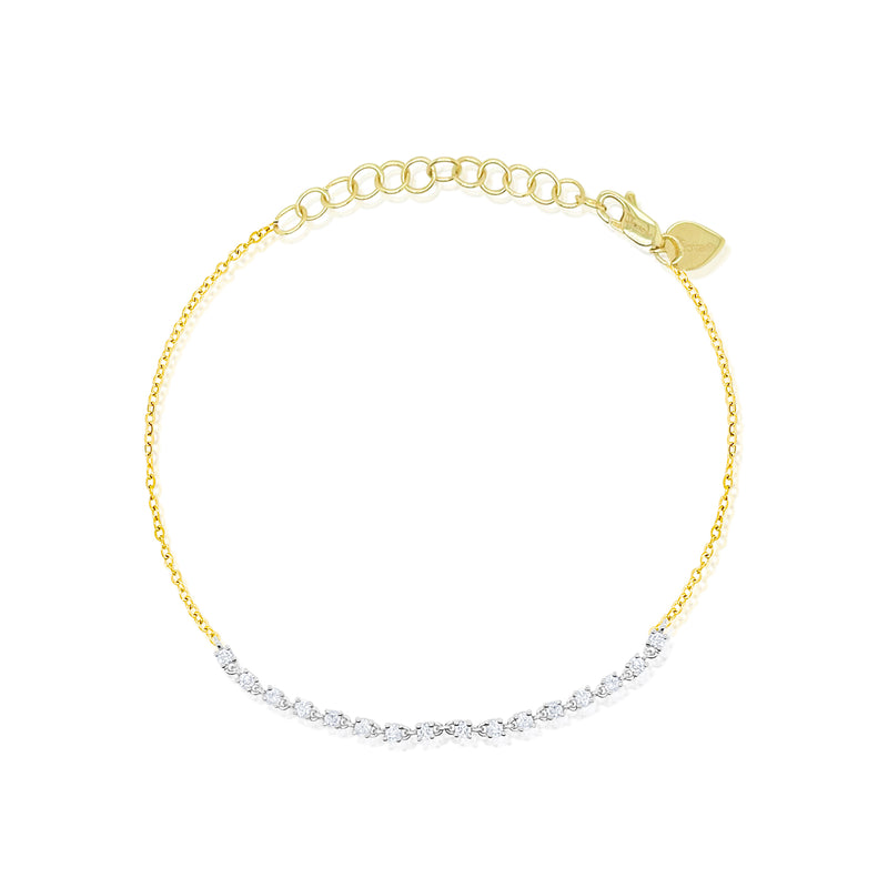 14 Kt Yellow Gold Dainty .32 Ct Diamond Bracelet