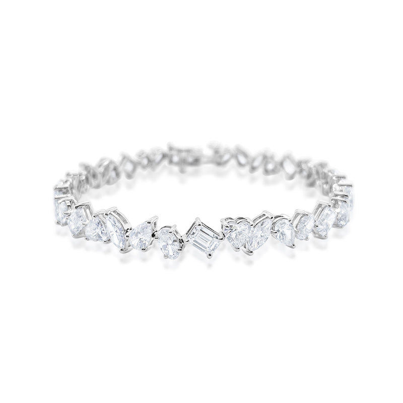 14kt White Gold Mixed Diamond Shape Tennis Bracelet 9.57 ct GMA