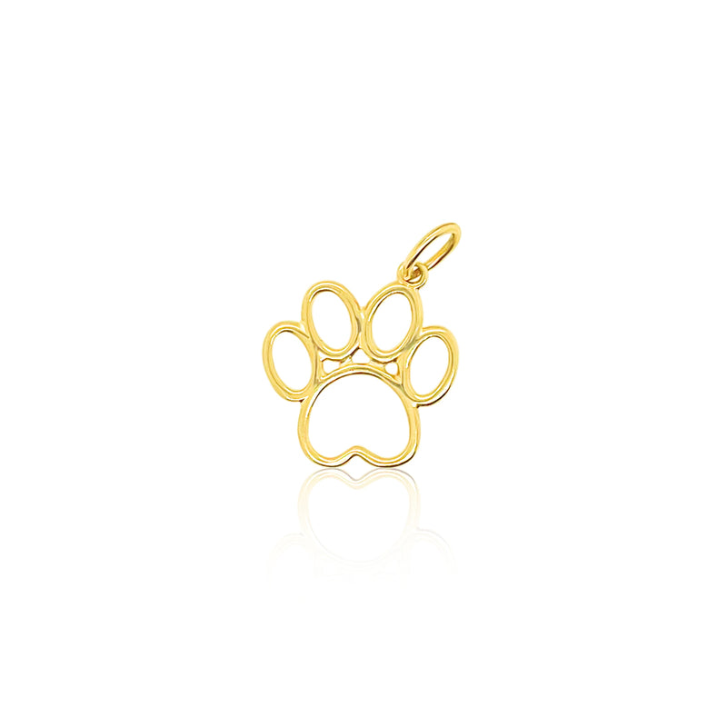 14k Yellow Gold Paw Print Charm