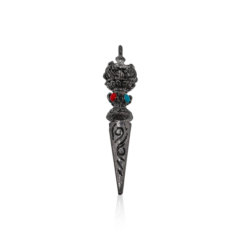 Mens Charm in Silver with Choral and Turquoise Accents ONE OF A KIND