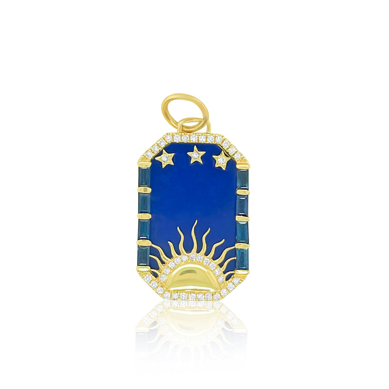 Yellow Gold Blue Sunset Dog Tag