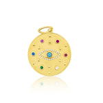 Yellow Gold and Multicolor Evil Eye Medallion