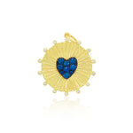 Yellow Gold and Sapphire Heart Medallion